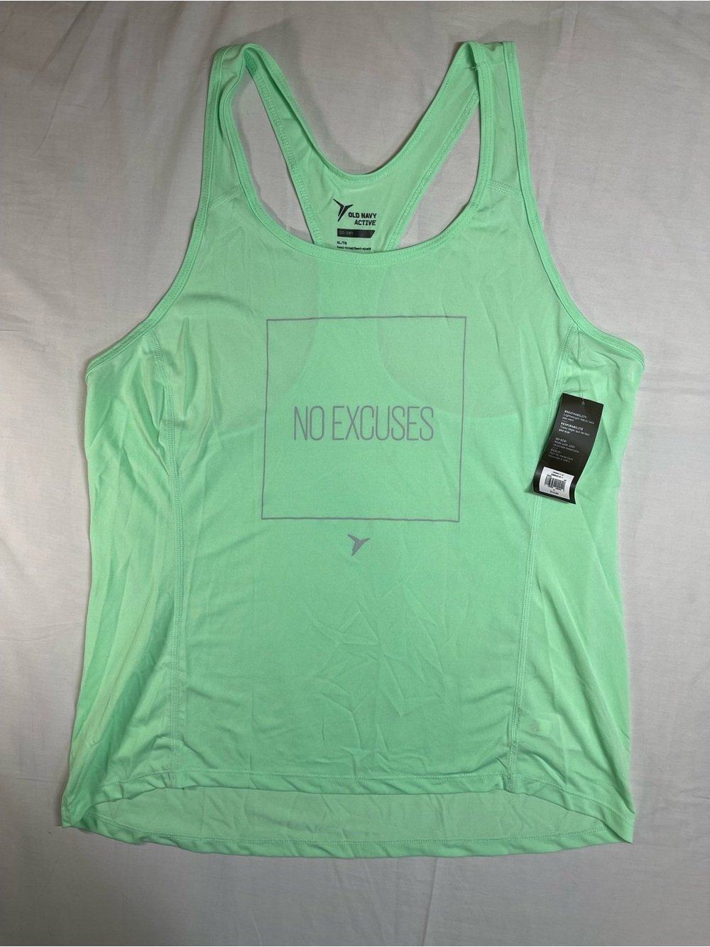 Old Navy Active Women’s XL Go-Dry “No Excuses” Racerback Workout Tank NWT